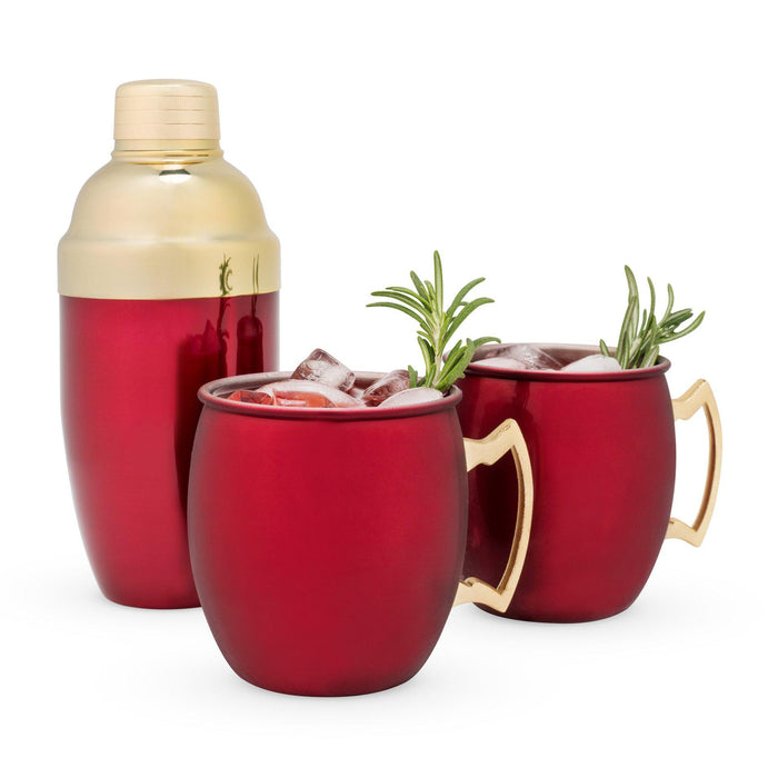 3-Piece Red Mule Mug & Cocktail Shaker Set