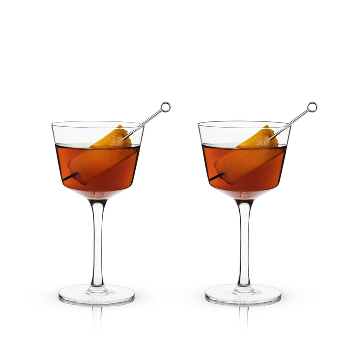 Angled Crystal Nick & Nora Glasses (Set of 2)