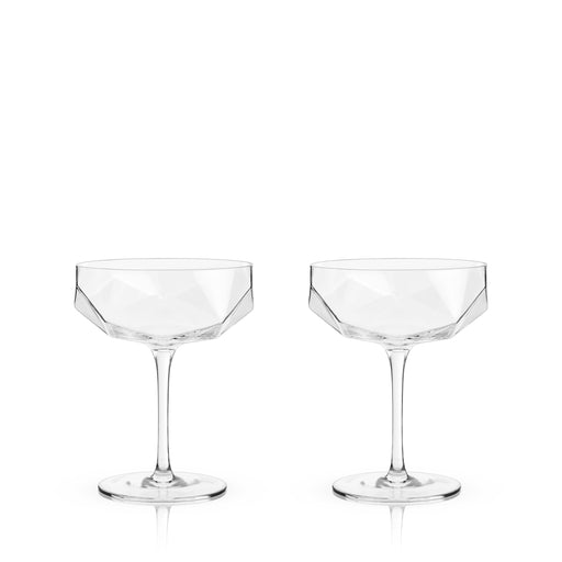 Faceted Crystal Coupe Glasses (Set of 2)