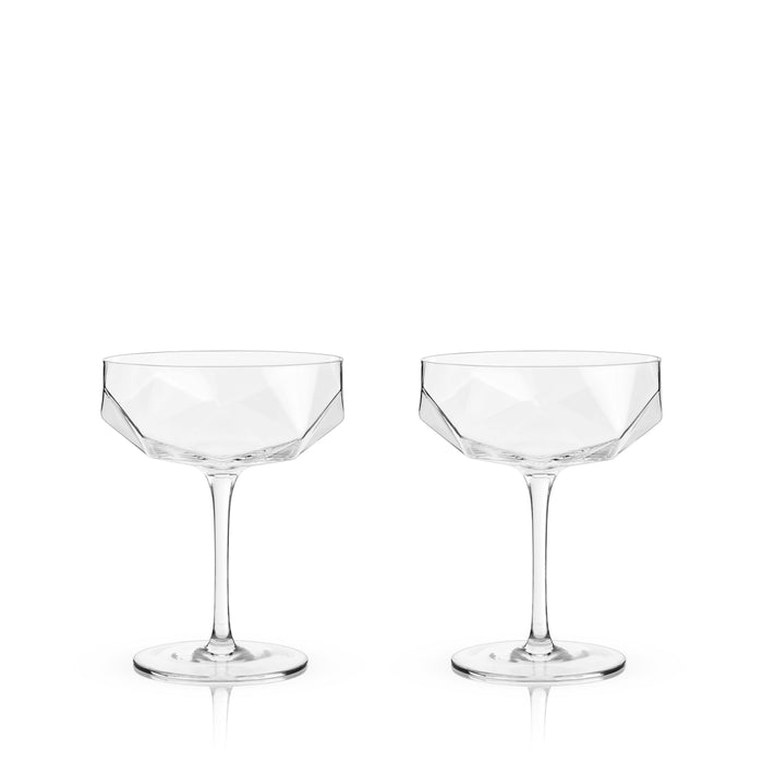 Faceted Crystal Coupe Glasses (Set of 2)