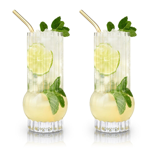 Deco Crystal Highball Glasses (Set of 2)