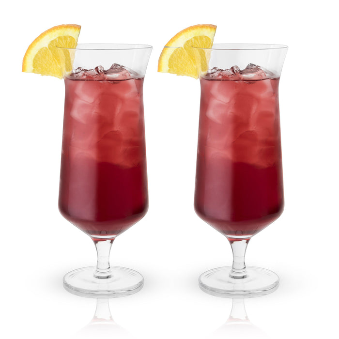 Angled Crystal Hurricane Glasses (Set of 2)