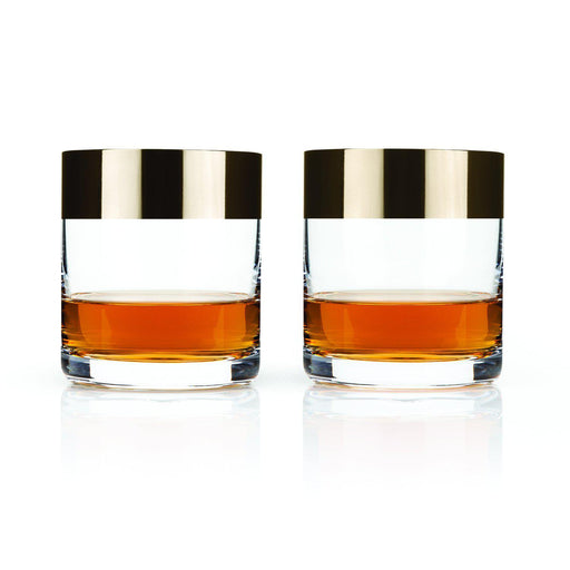 Bronze Rim Crystal Tumblers (Set of 2)
