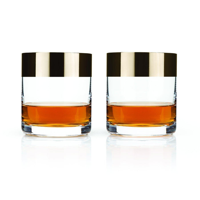 Bronze Rim Crystal Tumblers (Set of 2)