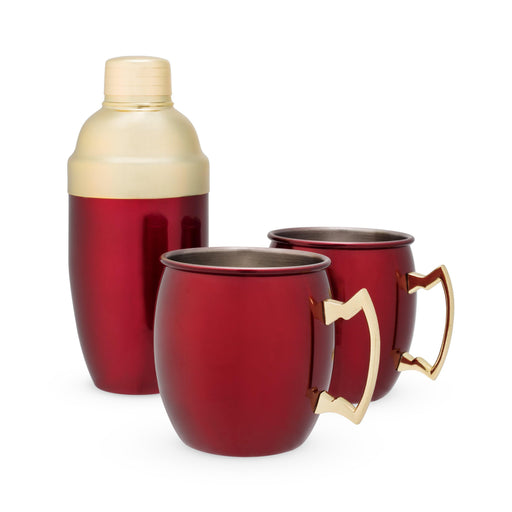 3-Piece Red Mule Mug & Cocktail Shaker Set