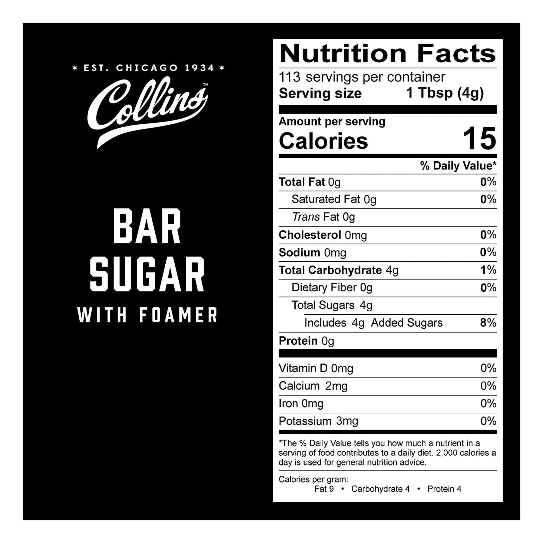 Bar Sugar with Foamer by Collins 16 oz.