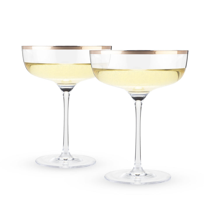 Copper Rim Crystal Coupe Glasses (Set of 2)