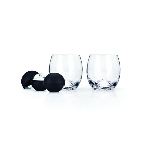 4-Piece Sphere Ice Mold and Crystal Tumbler Set