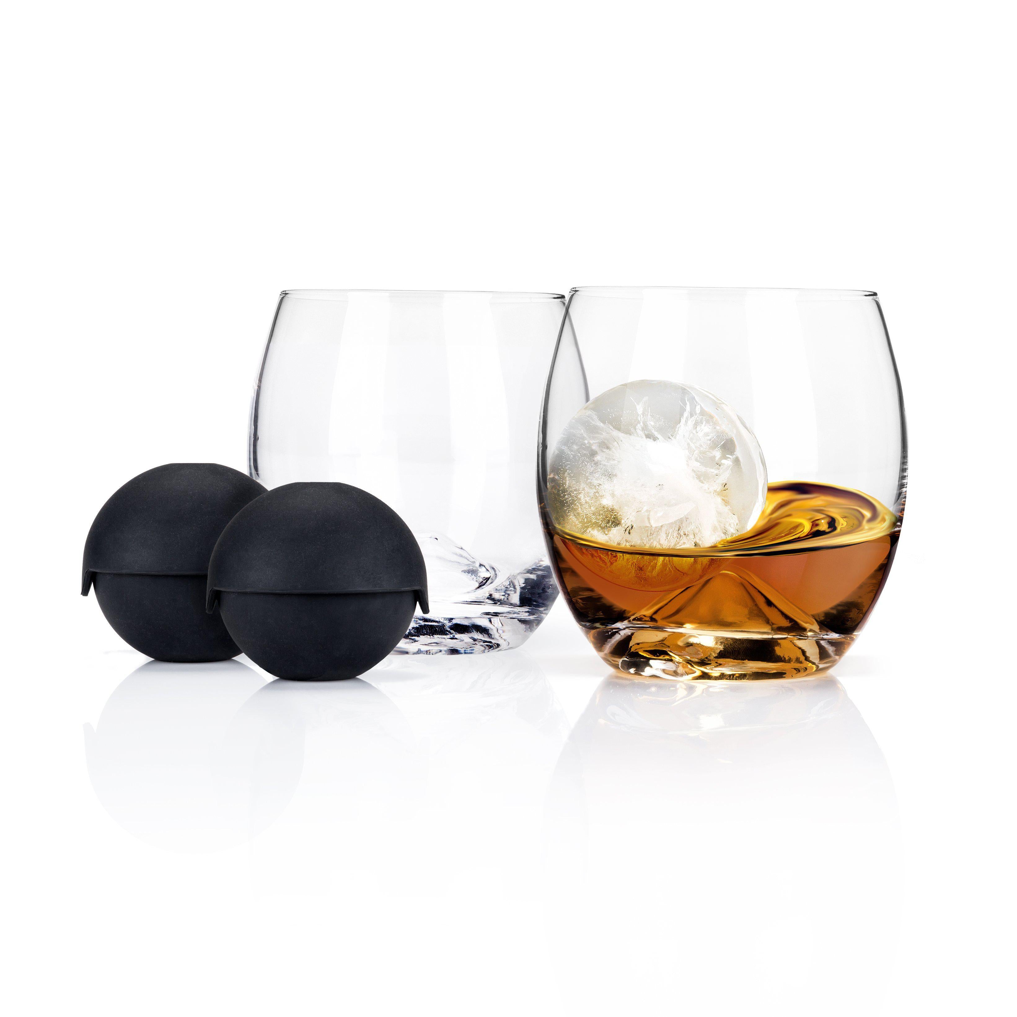 Dramson  4-Piece Sphere Ice Mold and Crystal Tumbler Set